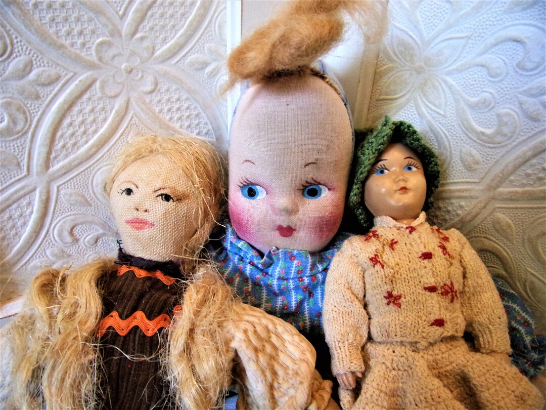 ANTIQUE DOLLS LOT Bundle of 3 Vintage Girl Dolls 7 Hard Etsy