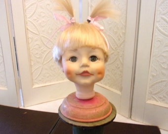 Vintage Effanbee Doll Head 1979 Faith Wick Cute Girl w/Sleep Eyes & Dimples For Parts Dolls Repair Oddities Display