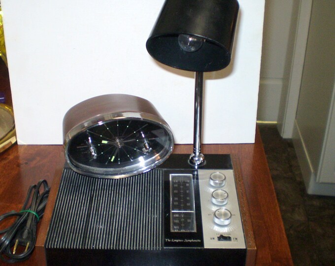Vintage Mid Century Mod Clock Radio Lamp Desk Combo Longines Etsy