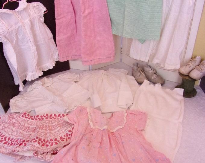 Vintage Baby Large Doll Child Clothes Lot 1940s-60s Dresses Shoes ...