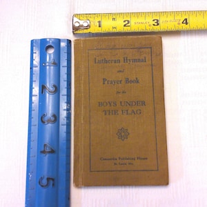 RARE Antique 1918 Lutheran Military Soldier&#39;s WWI Prayer Book / Pocket Hymnal 5&quot; x 3&quot; Old War Collectible Militaria Ephemera