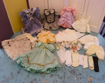 Vintage Doll Clothes Lot 25 Pcs. Dresses Shoes Socks Slips Victorian Style For Antique French & German Dolls and Displays