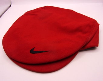 Vintage '90s NIKE Newsboy Cabbie Cap / Golf Hat Red Cotton Canvas Size Medium Good Pre-Owned Condition