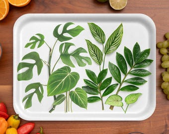 Bottle Branch Houseplants Serving Tray – Botanical Leaves (16.5” x 12.5”)