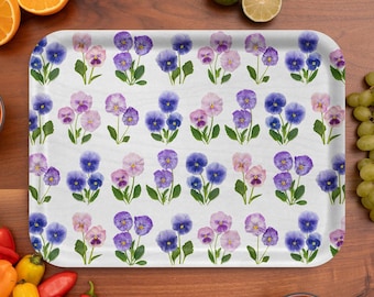Bottle Branch Pansies Serving Tray – (16.5” x 12.5”)