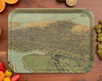 Bandeja de servir con mapa de Oakland, California, de 1900 (16,5" x 12,5")