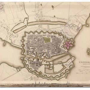 Panier pour cartes Copenhague Danemark 1837 16" 1/2"x12" 1/2
