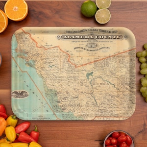 Alameda County 1880 Map Serving Tray – (16.5” x 12.5”)