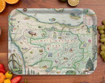 Olympic National Park Story Map Serving Tray – Xplorer Maps Edition (16.5” x 12.5”)