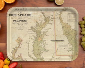 Chesapeake and Delaware Bays 1840 Nautical Serving Tray (16.5” x 12.5”)
