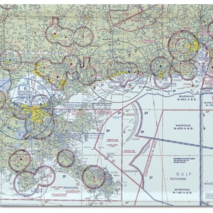 Bandeja de mapas de aviación de Nueva Orleans a Dauphin Island 16" 1/2 x 12" 1/2