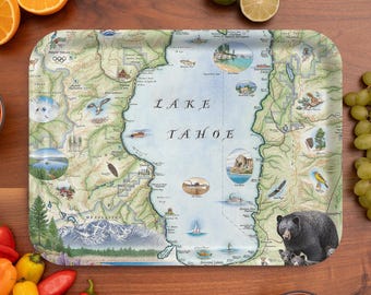 Lake Tahoe Story Map Serving Tray – Xplorer Maps Edition (16.5” x 12.5”)