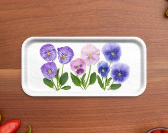 Bottle Branch Pansy Bloom Tray – Small (11” x 5”)