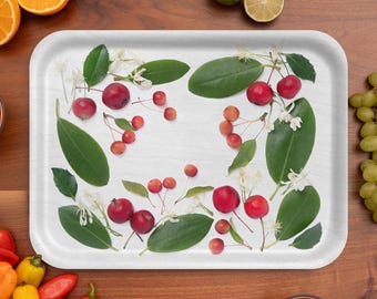 Bottle Branch Winterberry Serving Tray - Crabapple (16.5” x 12.5”)