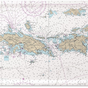 Náutica do serviço do mapa de Virgin Islands Bandeja | Ornamento das Ilhas Virgens dos EUA - Arte de mapa náutico, presentes para marinheiro, mapa de São João, decoração das Ilhas Virgens