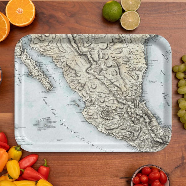 Mexico 1809 Map Serving Tray 16.5"x12.5"