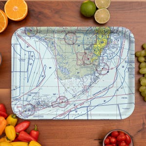 Miami to Key West Aviation Map Serving Tray – FAA Sectional (16.5” x 12.5”)