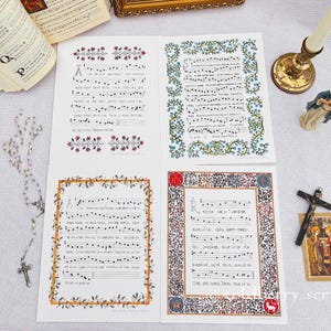 Láminas de Antífonas Marianas para imprimir, Himnos del Canto Gregoriano, Arte de Devoción Católica (Descarga Digital)