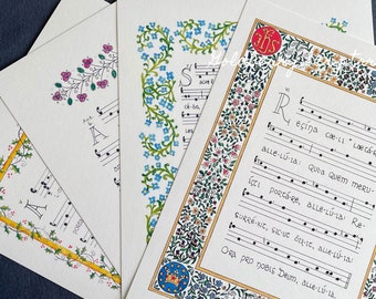 Marian Antiphons print set, Latin, gregorian chant, hymns, catholic, prayers, devotion, rosary, antiphon, art, christmas, easter, lent, gift