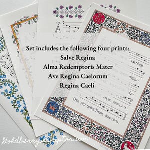 Marian Antiphons Print Set, Latin, Gregorian Chant, Hymns, Catholic ...