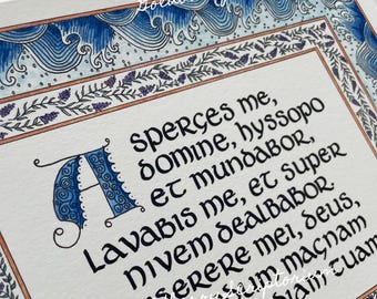 Impresión de Asperges Me / Latín, católico, tradicional, misa, oración, antífona, Misa Tradicional en Latín, regalo para sacerdotes y seminaristas, liturgia, caligrafía