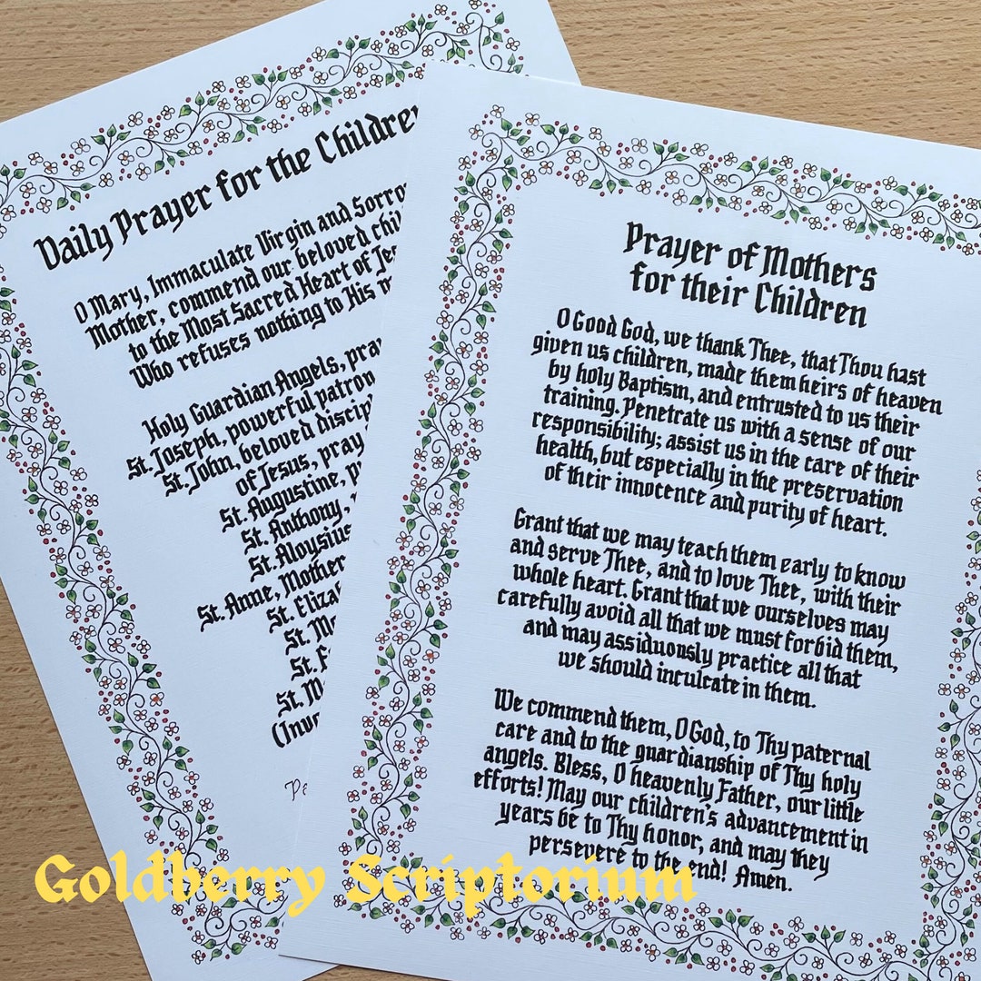 Daily Prayers for Mothers Set, Prayer for the Children, Confraternity ...