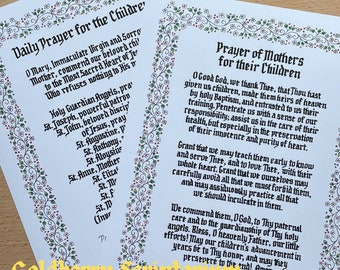 Daily Prayers for Mothers set, prayer for the children, Confraternity of Christian Mothers, catholic, traditional, floral, litany