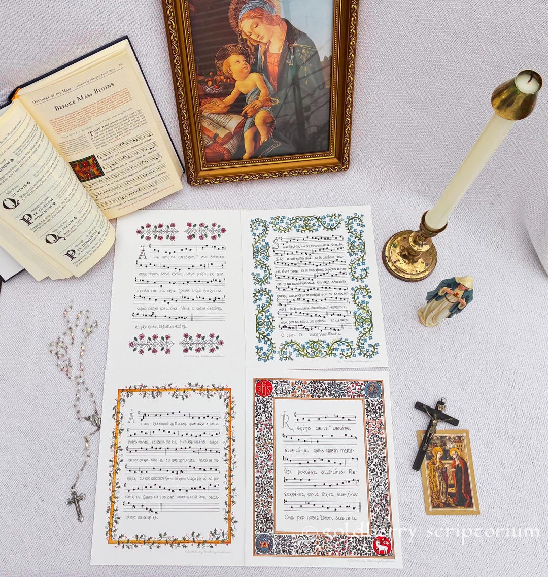 Marian Antiphons Print Set PRINTABLE, Gregorian Chant Hymns, Catholic ...