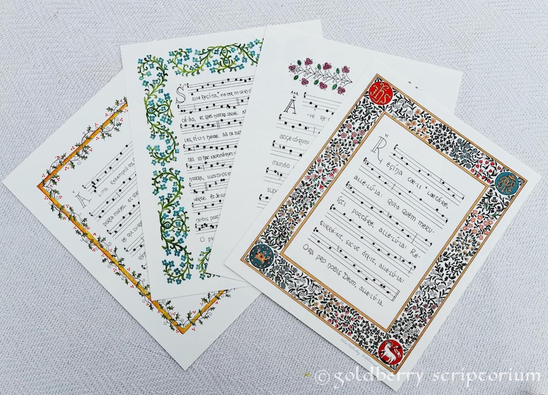 Marian Antiphons Print Set PRINTABLE, Gregorian Chant Hymns, Catholic ...