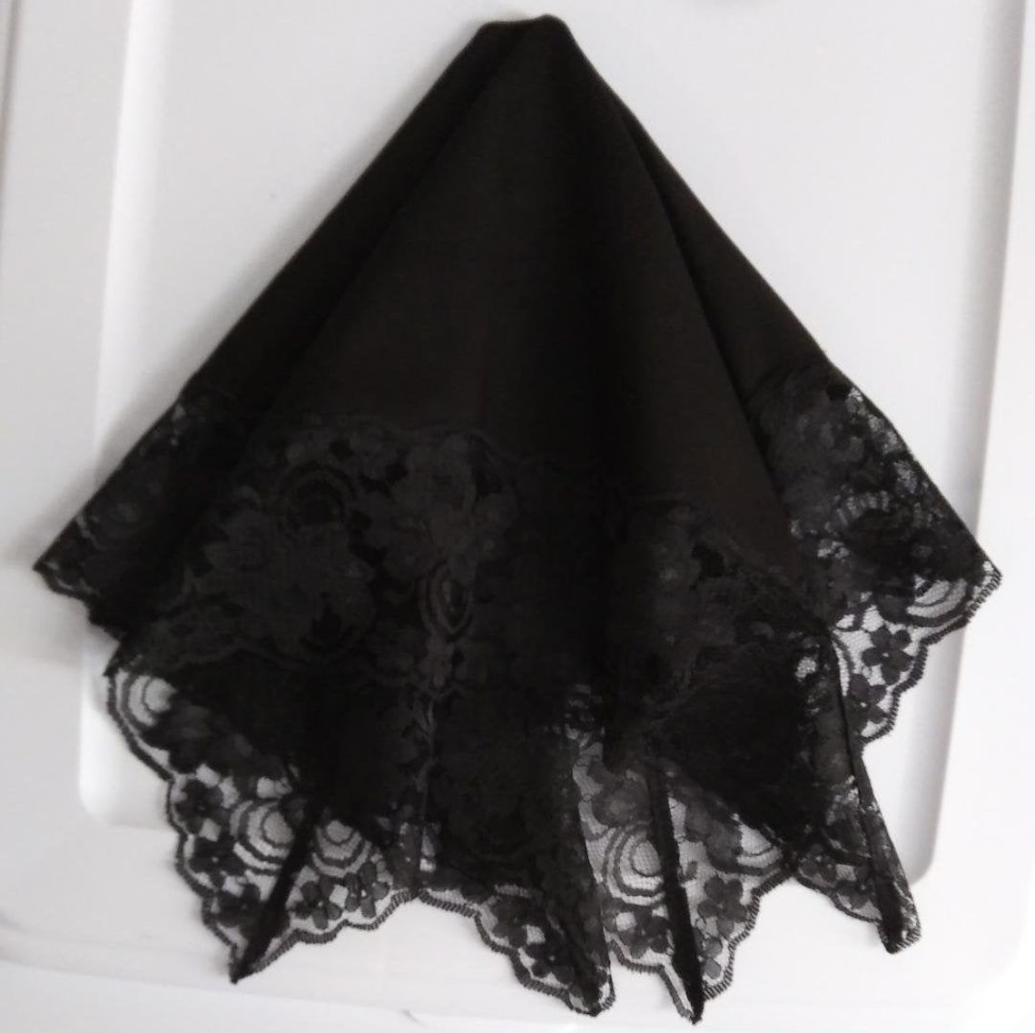 Ladies Black Lace Classic Handkerchief Ladies Handkerchief Etsy