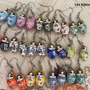 Russian Doll Hook Earrings Matryoshka Earrings - Stainless Steel (BO115)