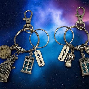 Couple Keychains Time Lord and Companion Keychains Police Box Blue Tardis Key chains Distance Relation Keychains (KC180-B-KC180-C) New Style