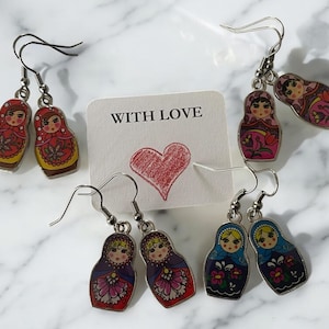Russian Doll Matryoshka Earrings (BO17) Llama Earrings (BO94)