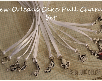 12 pcs New Orleans Wedding Cake Pull Charms Set - Ribbons (CP01-CP02)