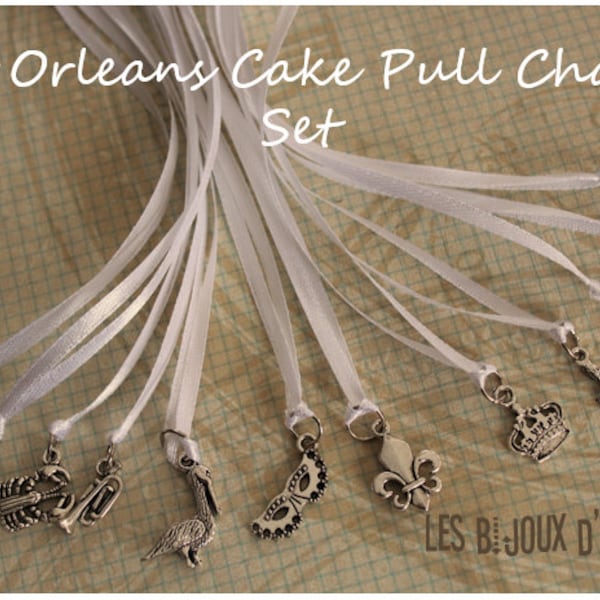 12 pcs New Orleans Wedding Cake Pull Charms Set - Ribbons (CP01-CP02)