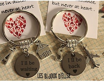 Set of 2 Personalized I'll Be Back I'll Be Waiting Personalized Couple Keychain Long Distance Relationship best selling items (KC25)