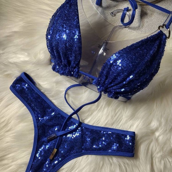 Royal blue sequin bikini