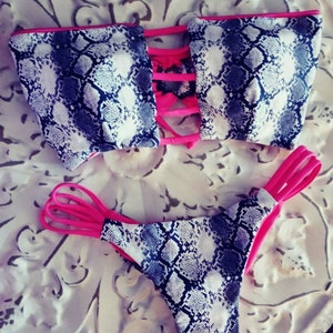 Snake print with hot pink bikini
