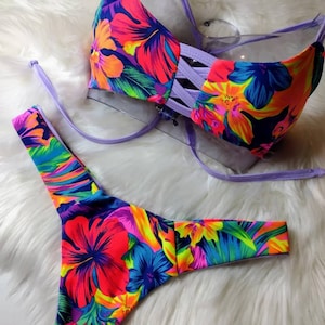 Tropical print bikini
