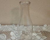 On Sale Pink Tinted Hand Blown Clear Glass 1 Quart Milk Bottle Registered Sealed Vintage Home Decor or Farmhouse Vase