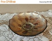 On Sale Rare Find Vintage Fenton Glass Bowl Iridescent Amethyst Grape Vine Design Black Amethyst Antique Glass