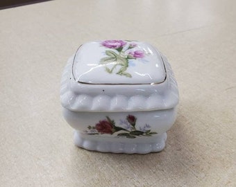 Moss Rose Handled Bowl On Sale Vintage Tilso Oval Dish Floral Basket White with Gold Highlights Ruffled Porcelain