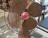 On Sale Working Handy Breeze, Chocolate Brown and Red Electric, 13 inch Fan, Rustic Farmhouse Style Appliance