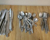 On Sale 48 Piece, Miscellaneous Set of Stainless Steel Knives, Forks and Spoons Made in China, Serving Set for Dining or Jewelry Making