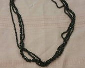 On Sale Multi Strand, 40 inch, Black Beaded Necklace, Costume Jewelry, Fashion Accessory, Flapper Style