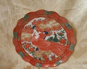 On Sale Imari Peacock by ARITA, 7.25 inch Coupe Salad Plate, Made in Japan, Red and White Dish
