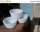 On Sale Vintage Kitchen Set of 3 Fire King Anchor Hocking Milk Glass Ramekin or Nut Bowls
