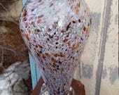 On Sale Beautiful Hand Blown Art Glass Speckled White and Purple Vase with Venetian Murano Blenko