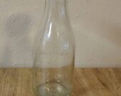On Sale Simple Clear Glass 1 Quart Milk Bottle Vintage Home Decor or Farmhouse Vase