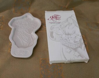 Nunca usado, 1996, Cerámica Longaberger, Molde para galletas de la serie Angel, Patrón "Joy", Caja original